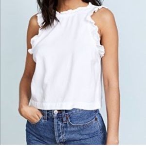 Bella Dahl Ruffle Mock Neck Tank Sleeveless Top - Sz M